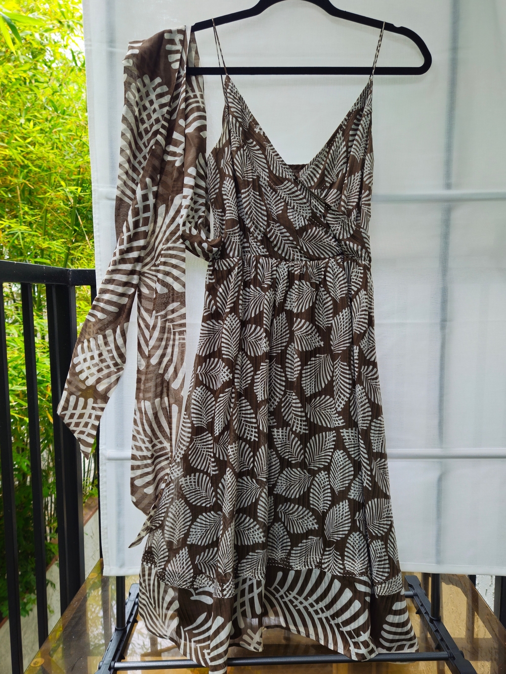 Tommy Bahama NWOT Silk Cotton Tropical Dress 2 Border Hem Midi Double Wrap Sash - Picture 16 of 17